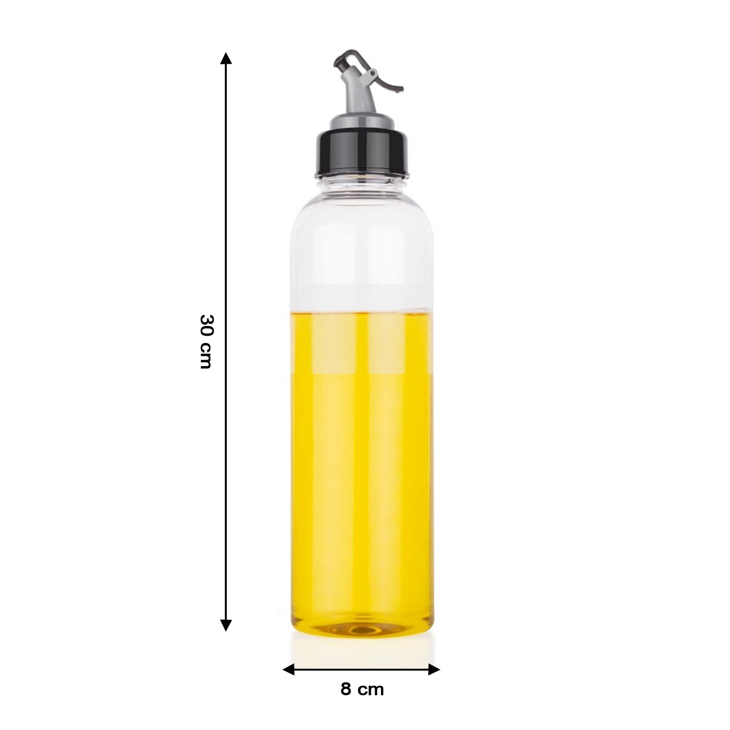 Clear oil dispenser with lid and drip-free spout, 1 liter capacity Clear oil dispenser with lid and drip-free spout, 1 liter capacity